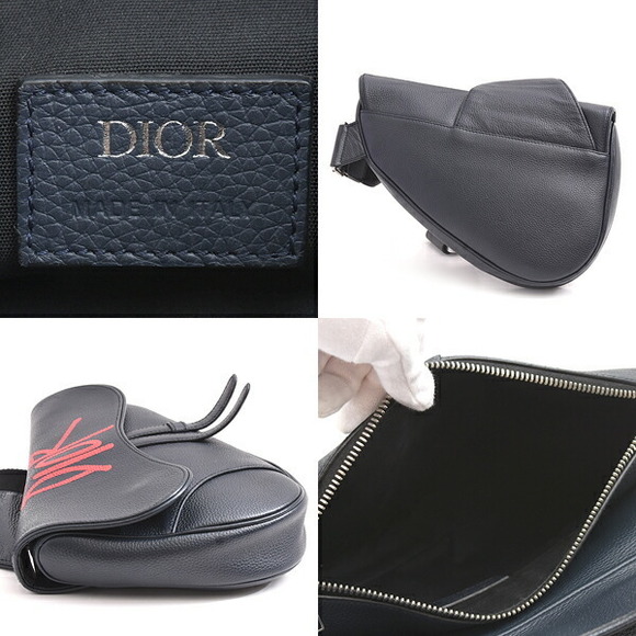 Dior Blue Leather Red Shoulder Christian Saddle Bag  Bag - Picture 1 of 10